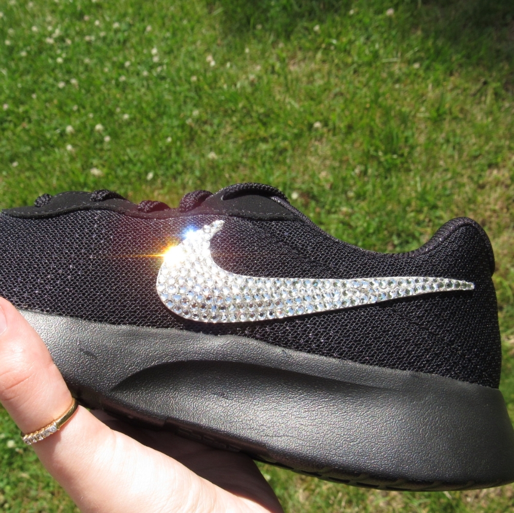 Custom Crystal Nike Tanjun Black Blinged Sneakers - Picture 9 of 9